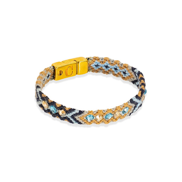 Wayuu Skinny Gold Clasp - Blue Beach