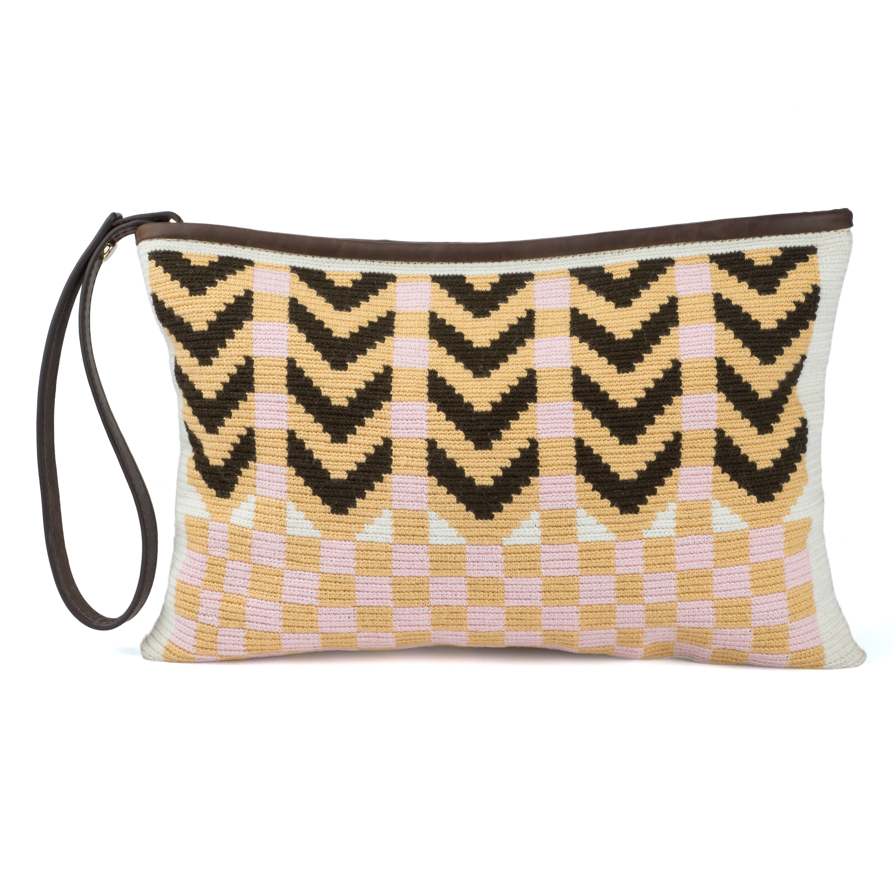 Geometric Black & Gold Beaded Clutch Bag